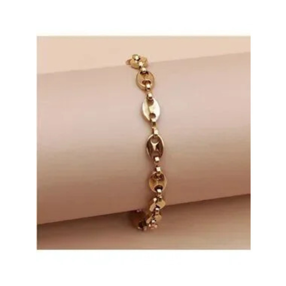 New! Gold Coffee Bean Link Chain Bracelet (3005) NWOT
